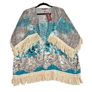 Selfie Couture by Trendology Open Kimono Cardigan Fringes Women's Sz XS/S Boho